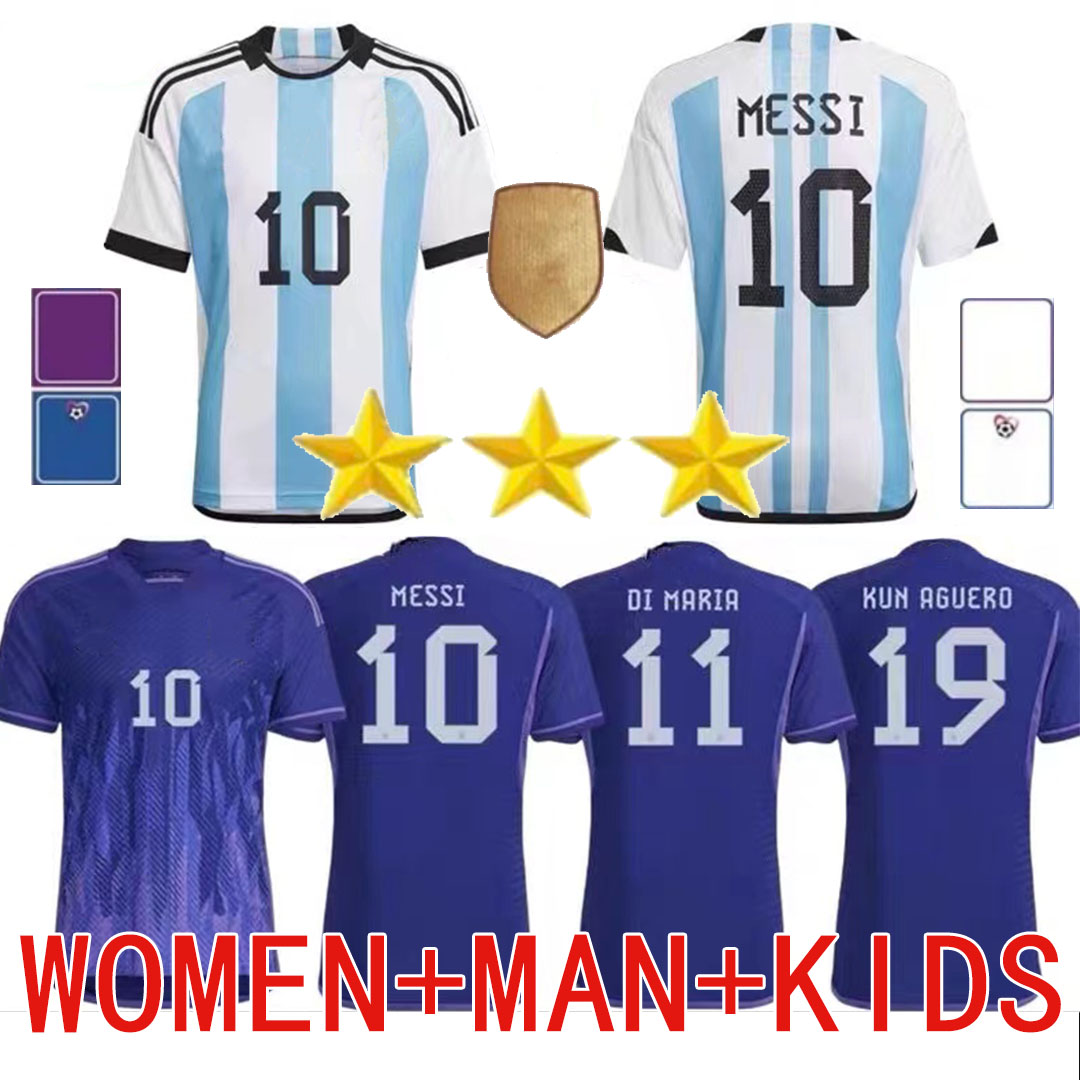 

22 23 3 stars Argentina soccer Jerseys J.ALVAREZ DYBALA DI MARIA KUN MARTINEZ MARADONA football shirt fans player version Men Kids kit sets uniform, Image
