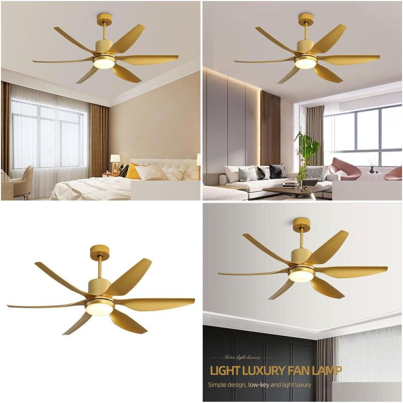 ceiling fans 66 inch modern led gold with lights large amount of wind living room dc fan lamp remote control