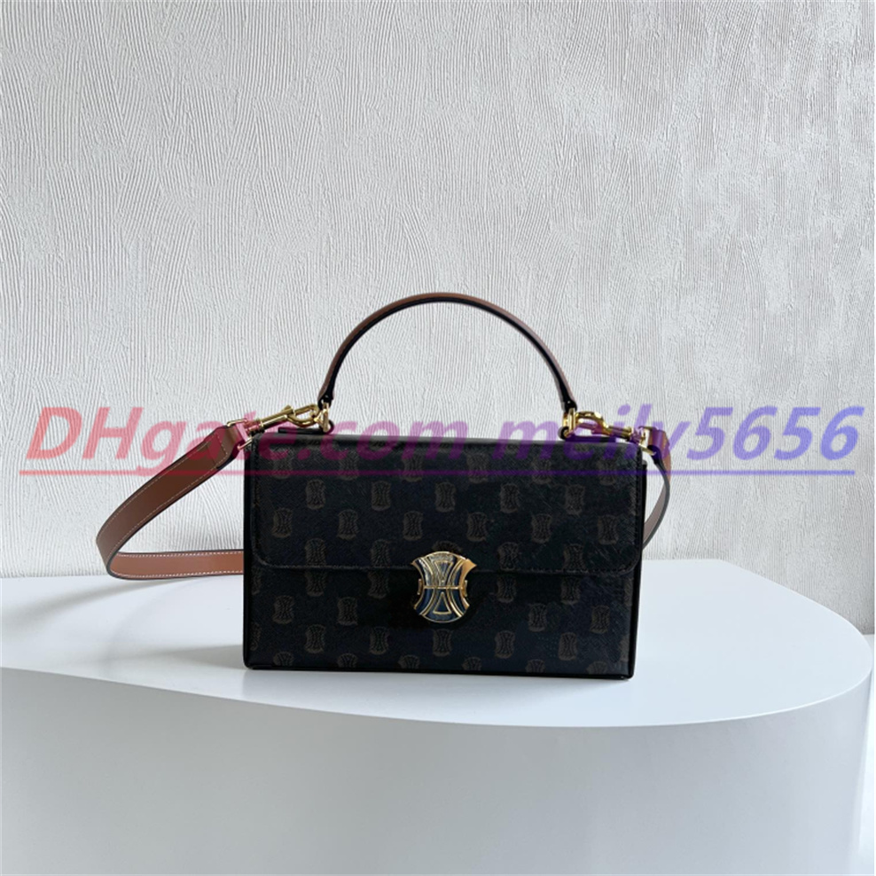 

Fashion Genuine leather bag TEEN TRIOMPHE hand Bag Women's men tote flap cross body Bags Luxury Designer woman fashion Evening Camera Cases purse Shoulder Bag, Black