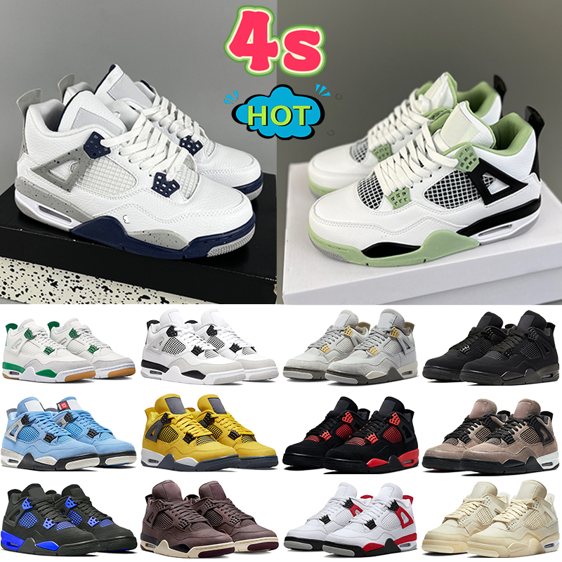 

2023 New jumpman basketball shoes 4 4s pine green seafoam photon dust military black midnight navy mens sneakers university blue red thunder shimmer womens trainers, 20 thunder