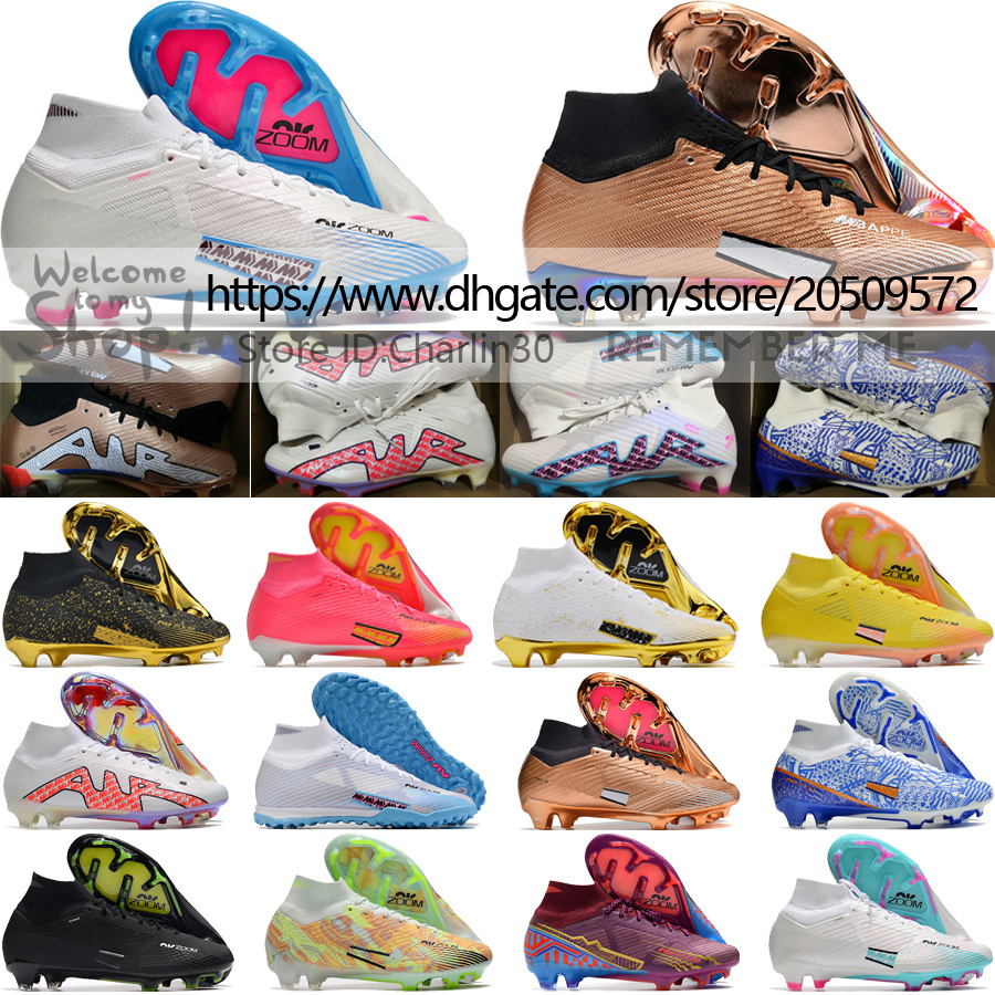 

Send With Bag Quality Soccer Football Boots Kids Womens Zoom Mercurial Vapores 15 Elite FG AG TF Men CR7 Ronaldo Mbappe ACC Shoes Boys Girl Training Cleats Size EUR 35-46, Tf 2