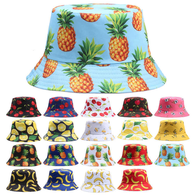 

Wide Brim Hats Men Women Fresh Fruits Fisherman Hat Cherry Lemon Pineapple Banana Tropical Fruit Cotton Bucket Hat Bob Gorros Beh Travel Caps P230311, Yd05301