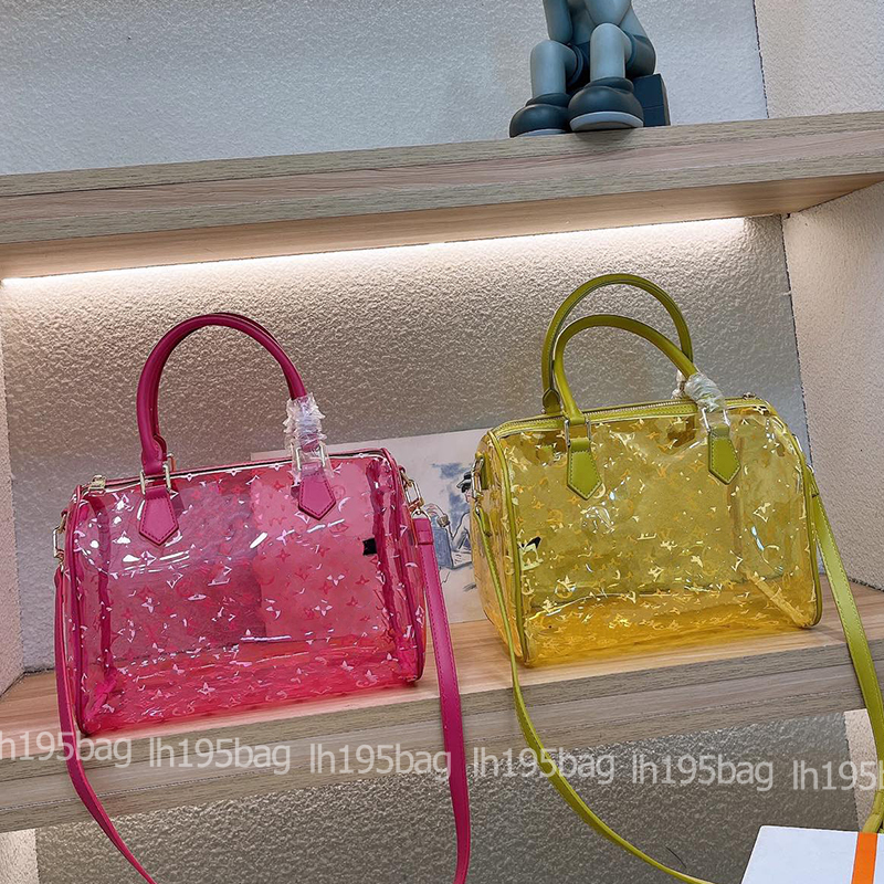 

Fashion Designer Bags Transparent Jelly Tote Bags Ladies Tote Bag One Shoulder Crossbody Large Shopping Bag 2 Piece Set PVC 30cm, Red