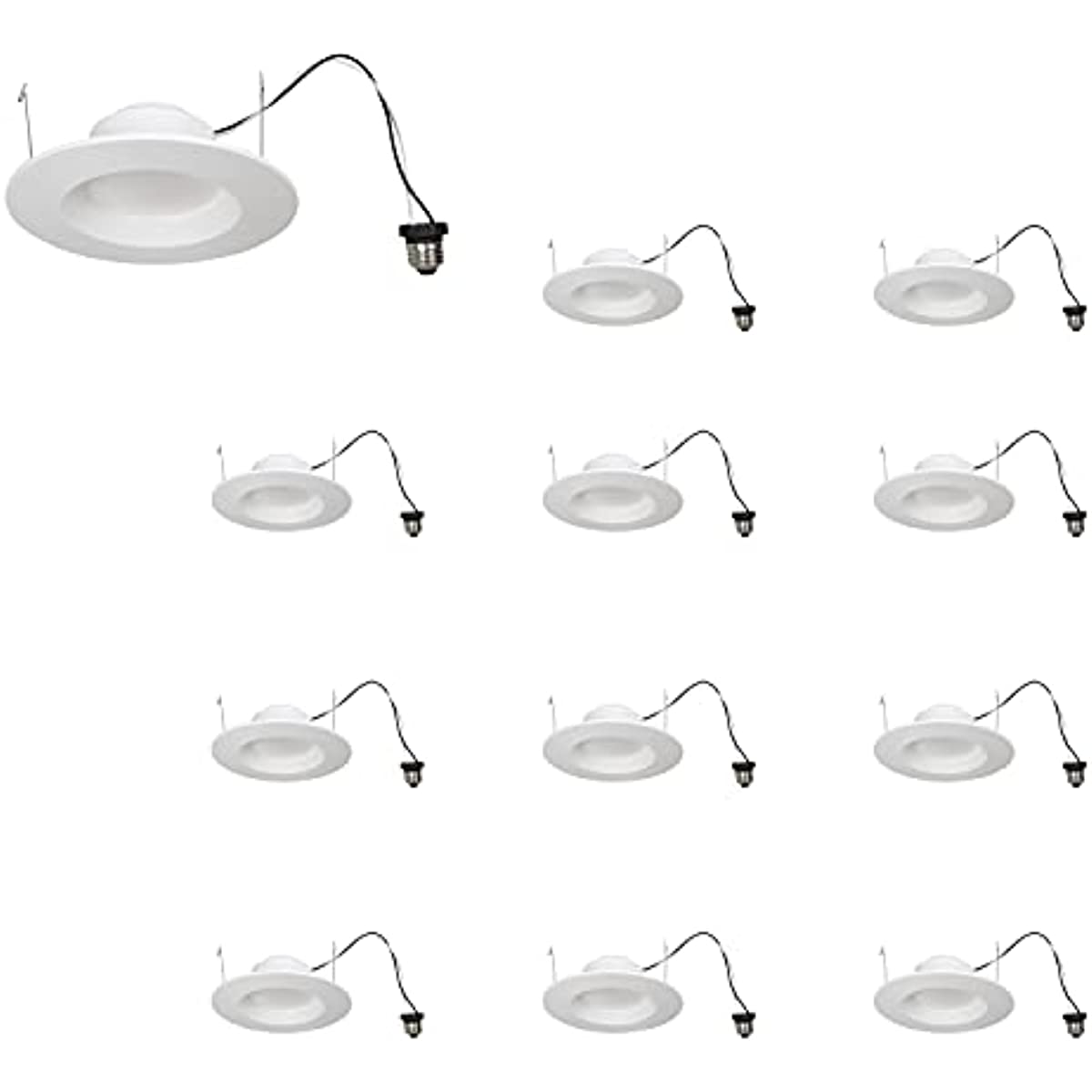 

5" 6" LED Recessed Lighting Downlight with Trim, Dimmable, 9W 65W, 625 Lumens, Soft White 3000K, Wet Rated 12 Pack