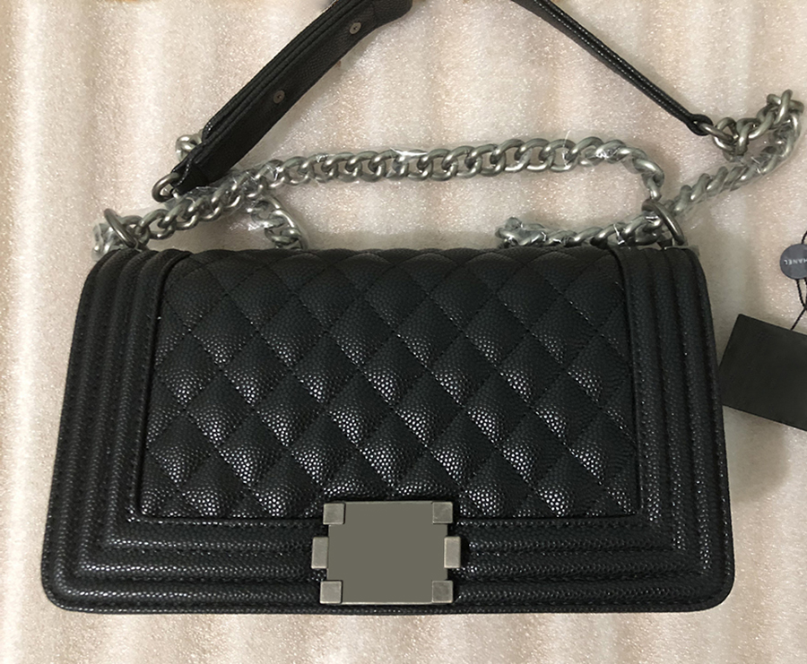 

designer bag le boy bag women handbag luxury designer handbags high quality Women Shoulder Bags diagonal Lozenge plaid Antique Metal latch lady crossbody bag, Black smooth bronzer chain