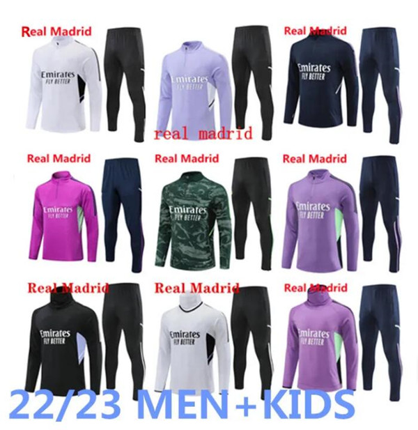 

2023 2024 REAL Madrids TRACKSUIT set TRAINING suit 23/24 men and kids football jacket chandal futbol survetement size S-2XL, Purple