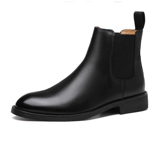 

Autumn and Winter British Martin Boots Pointed Casual Shoes Leather High-top Men's Chelsea Boots Motorcycle Boots PU Black color