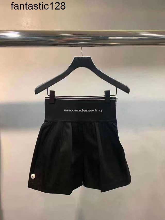 

Aw Dawang' 2023 Spring New wang Letter Shorts Zipper Casual Pants Women' Sporty Wide Leg shorts, Black2
