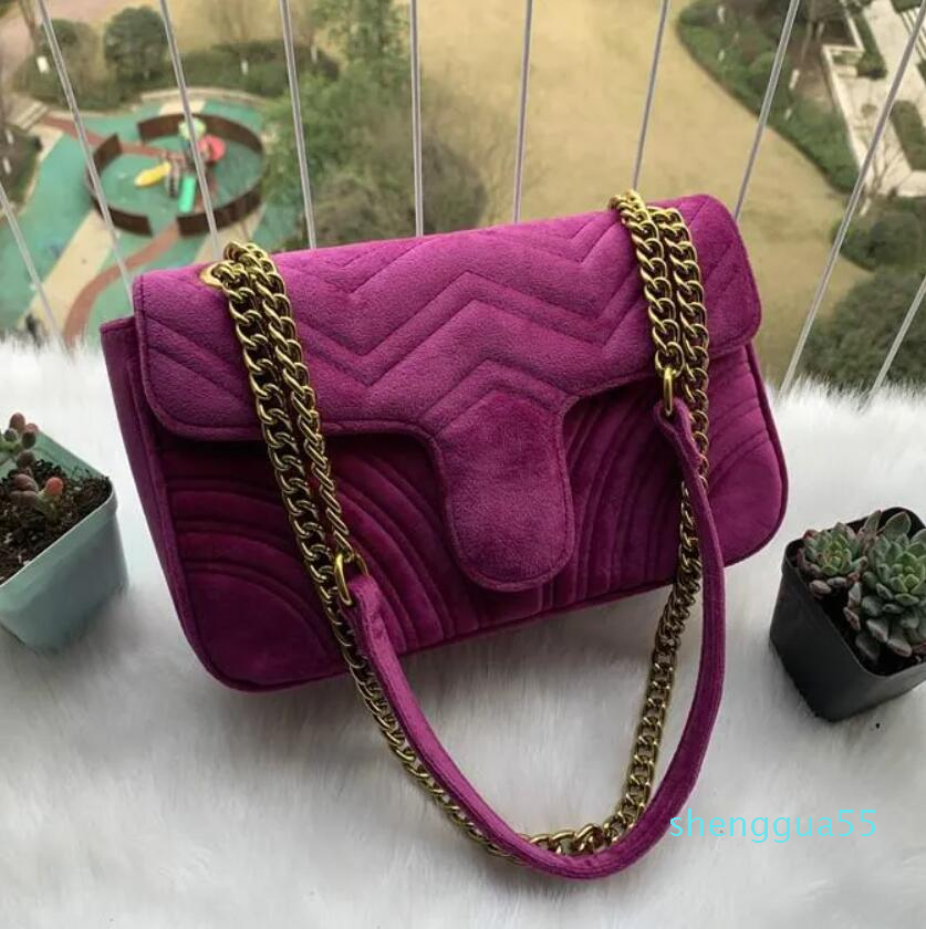 

Velvet Marmont Evening Bag Fashion Chain Shoulder Crossbody Bags Quilted Flip Cover Luxury Designer Handbag Lady Clutch Wallet 232, 26*18*7cm (with logo)