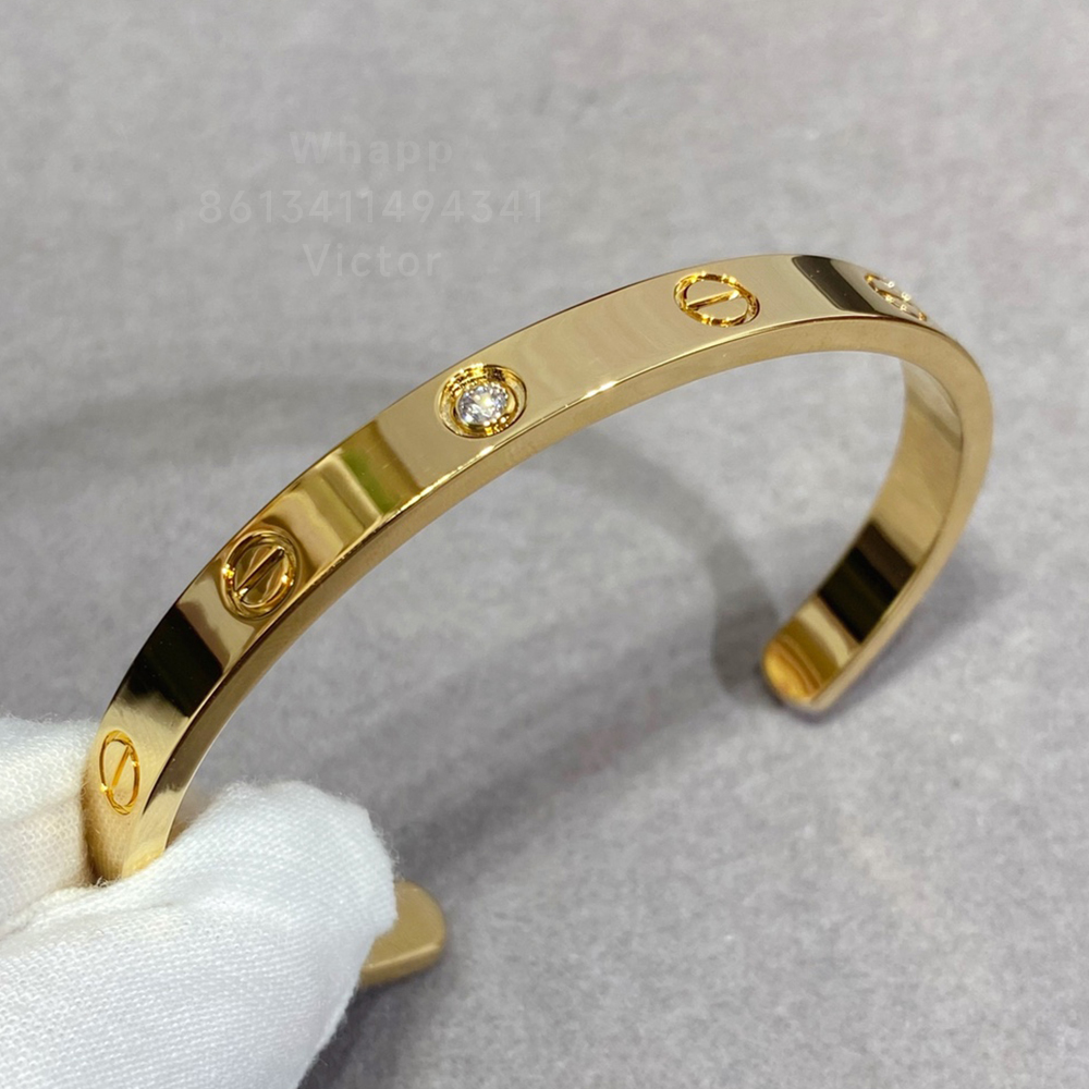 

Love bangl bangle One Diamond Couple Bracelet for woman designer opening Gold plated 18K T0P quality official reproductions fashion luxury exquisite gift 013