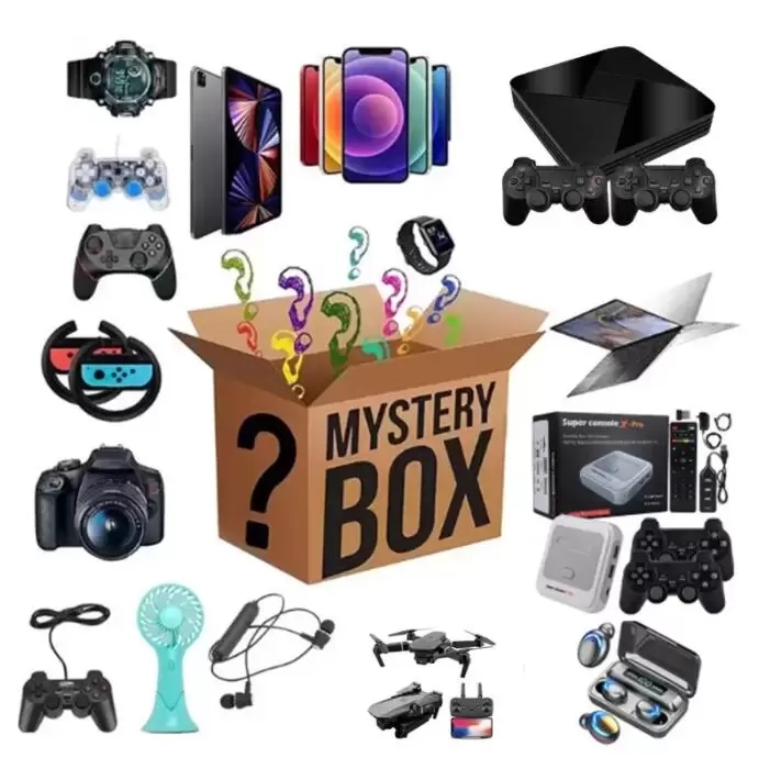 

100% Winning High Quality headphones New Lucky Mystery Box Most Popular Surprise Gift More Electronic headphones earphones Products Video Card, Drone, Red