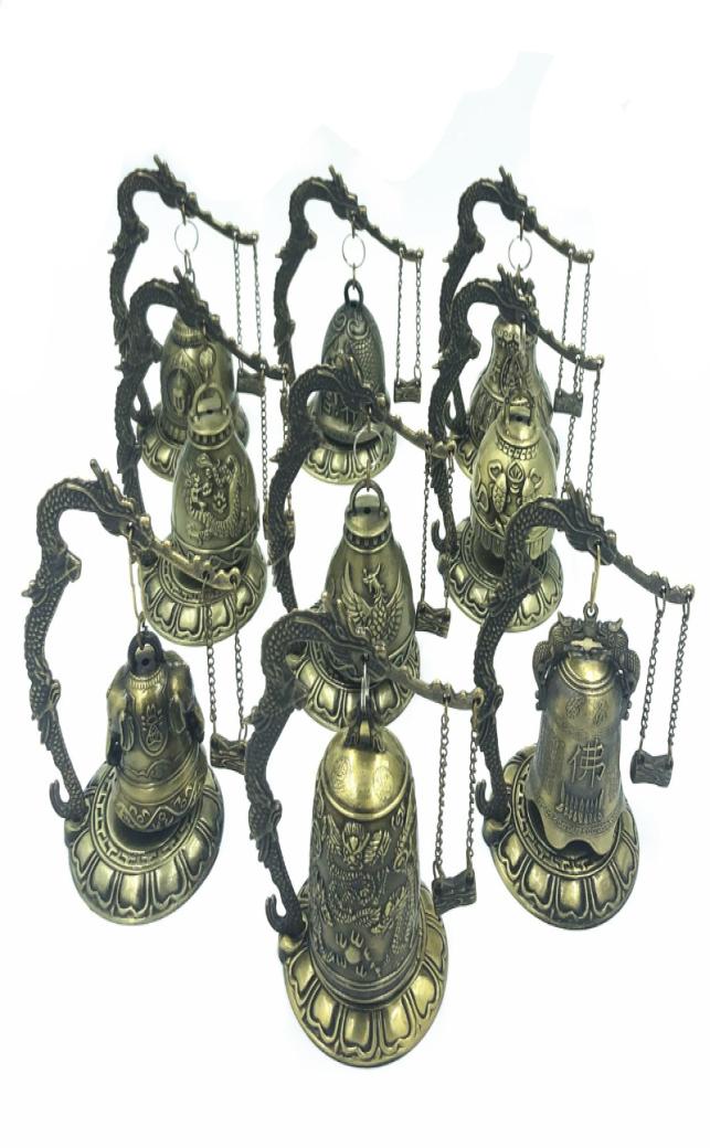 

Carved Antique China Bell Asian Antiques Copper Brass Buddha Buddhism Arts Statue Clock Brass drop9797039