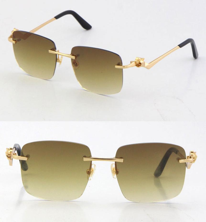

2021New Rimless Unisex Fashion Leopard Series Sunglasses Metal driving Vintage glasses High Quality Designer UV400 Frameless Diamo1143101