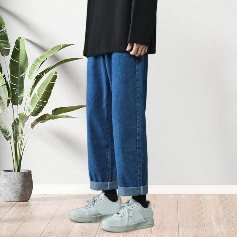 

Men's Jeans Denim Pants Button Spring Autumn Streetwear Loose Fit Wide Leg Men For Travel, Dark blue