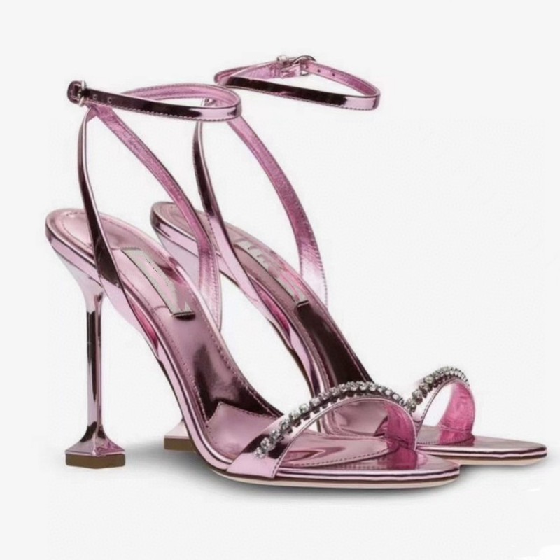 

women's shoes in summer high quality leather crystal shoes pointy women's shoes stilettos dance with 10.5cm sandals luxury designer wedding dance factory shoelace box., Red