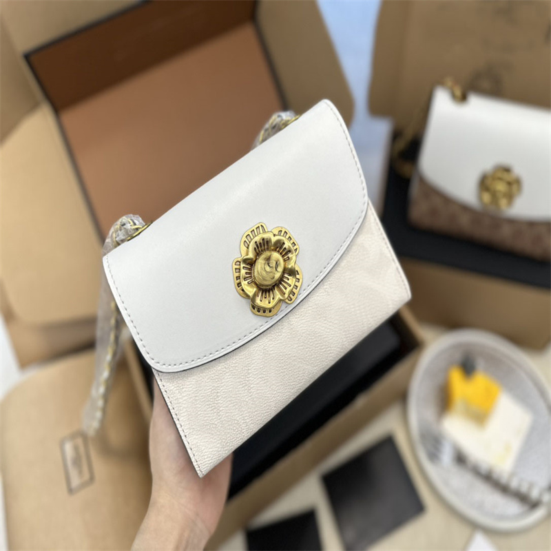 

Handbags Fashion Women's Bag Riveted Camellia Flower Bag Genuine Leather Old Flower One Shoulder Crossbody Bag Vintage Chain Bag, Brown