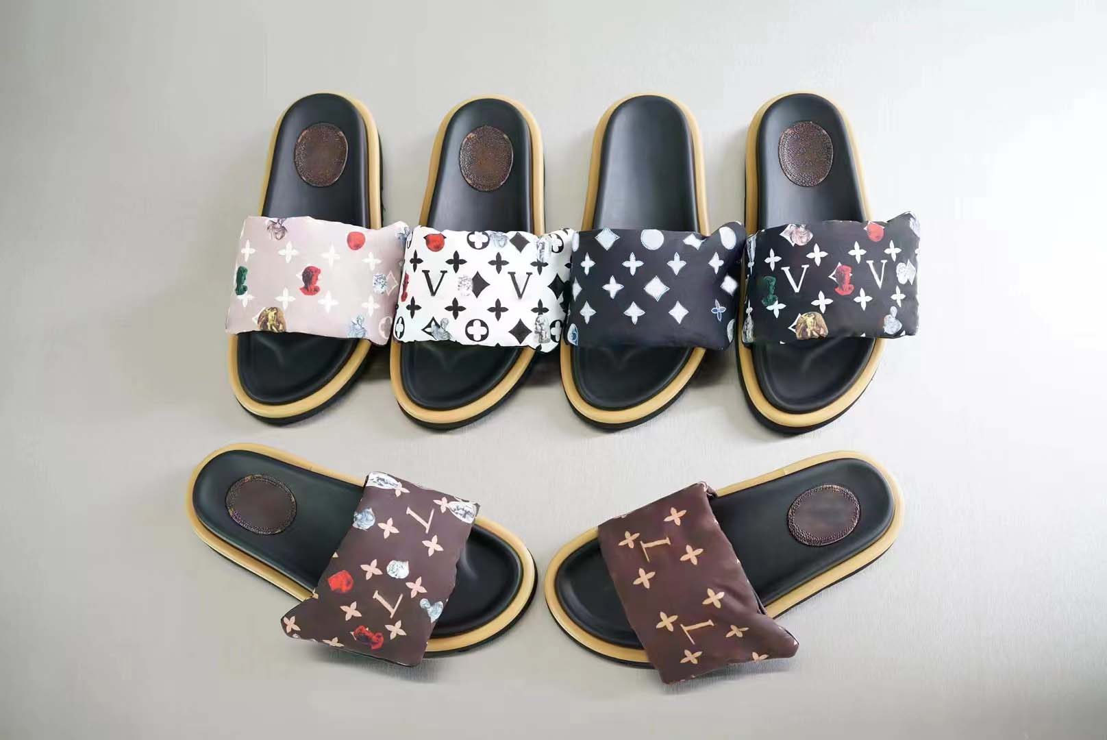 

Women designer sandal Luxury brand sandals designer slippers printing adjustable lace slide leather sandals Resilient insole micro convex outsole 35-44, #23