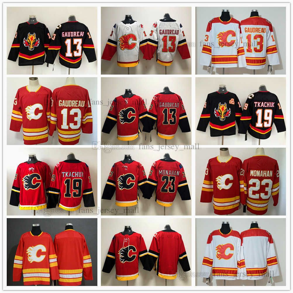 

CUSTOM Embroidery Ice Hockey 13 Johnny Gaudreau Jerseys 19 Matthew Tkachuk 23 Sean Monahan Jersey Black White Red NO name No number, Same as picture