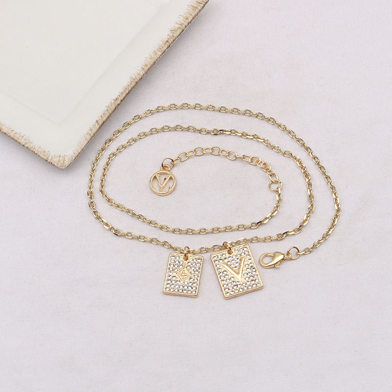 

20style Fashion Designer 18K Gold Plated Chain Pendant Necklaces Luxury Brand Double Letter Geometric Link Men Women Lovers Necklace Jewelry