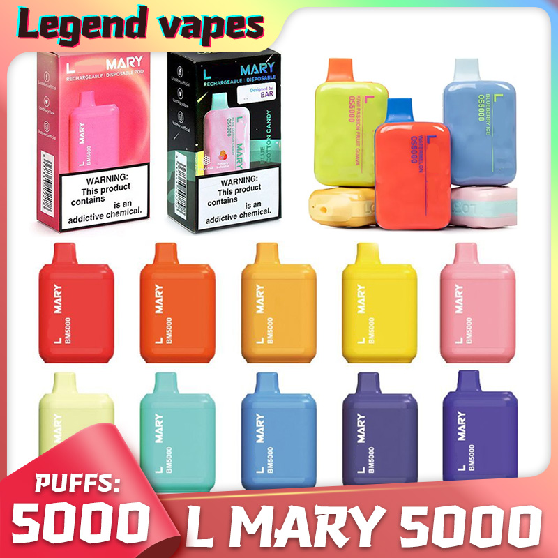

L-Mary 5000 Puffs E Cigarettes Disposable Box Vape Pen 650mAh Rechargeable 14ml Refilled Reuse Cartridges Mesh Coil 5% Nic Vapes Pod Bar Vaporizers