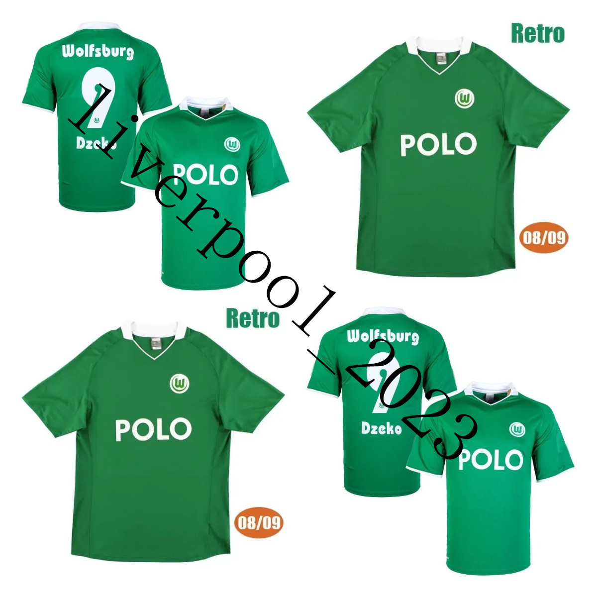 

2008 2009 VfL Wolfsburg retro soccer jerseys champion BREKALO ROUSSILLON STEFFEN WEGHORST GUILAVOGUI BAKU 08 09 DZEKO men football shirt MISIMOVIC GRAFITE Uniform