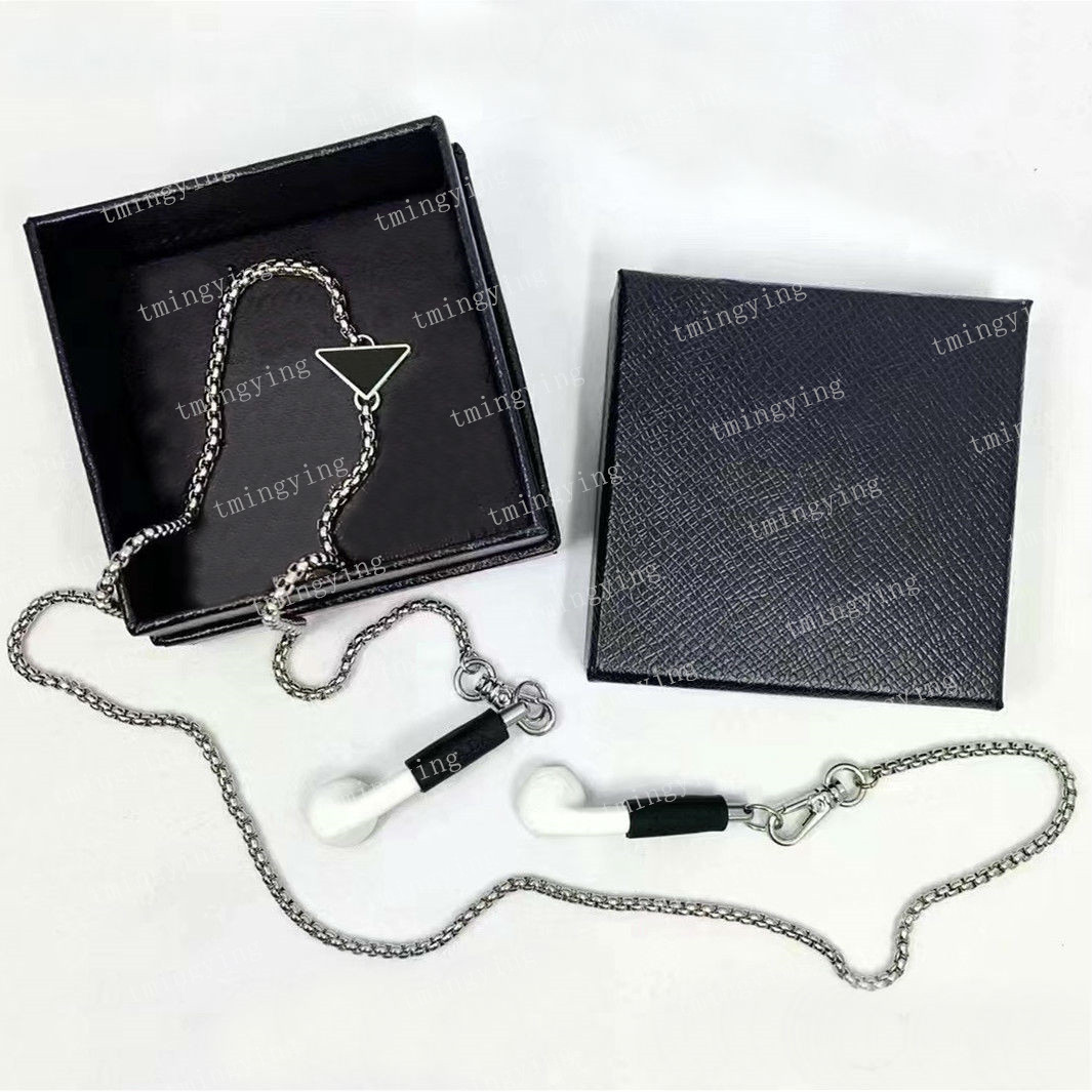 

Designers Chains Anti Loss prevention Cases For AirPods 1 2 3 Pro New Necklace Protective Cover Apple Airpod Shell Earphone Case Necklace Link Chain With box, #1- v letter
