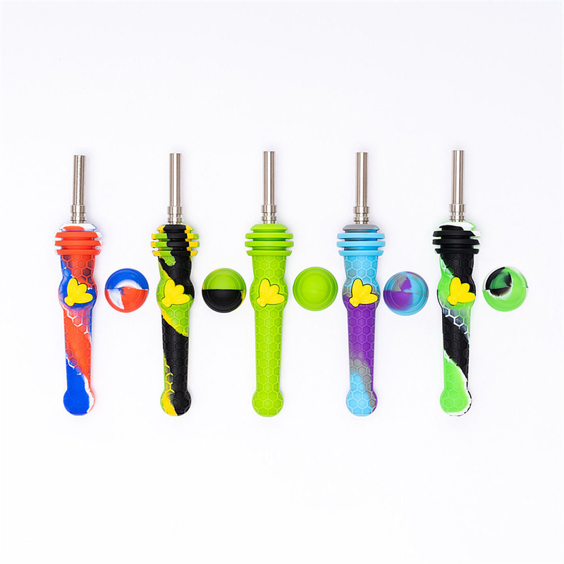 

Food grade silicone bong Cloud 8 Silicone Beehive Dab Straw with titanium alloy