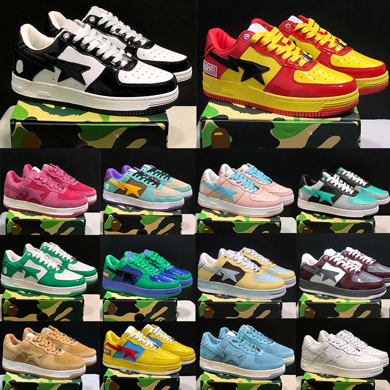 

2023 Sk8 Bapestas Mens Womens Casual Shoes A Bapestas Sta Low ABC Camo Stars White Green Red Black Yellow Sneakers Size 36-45, 22