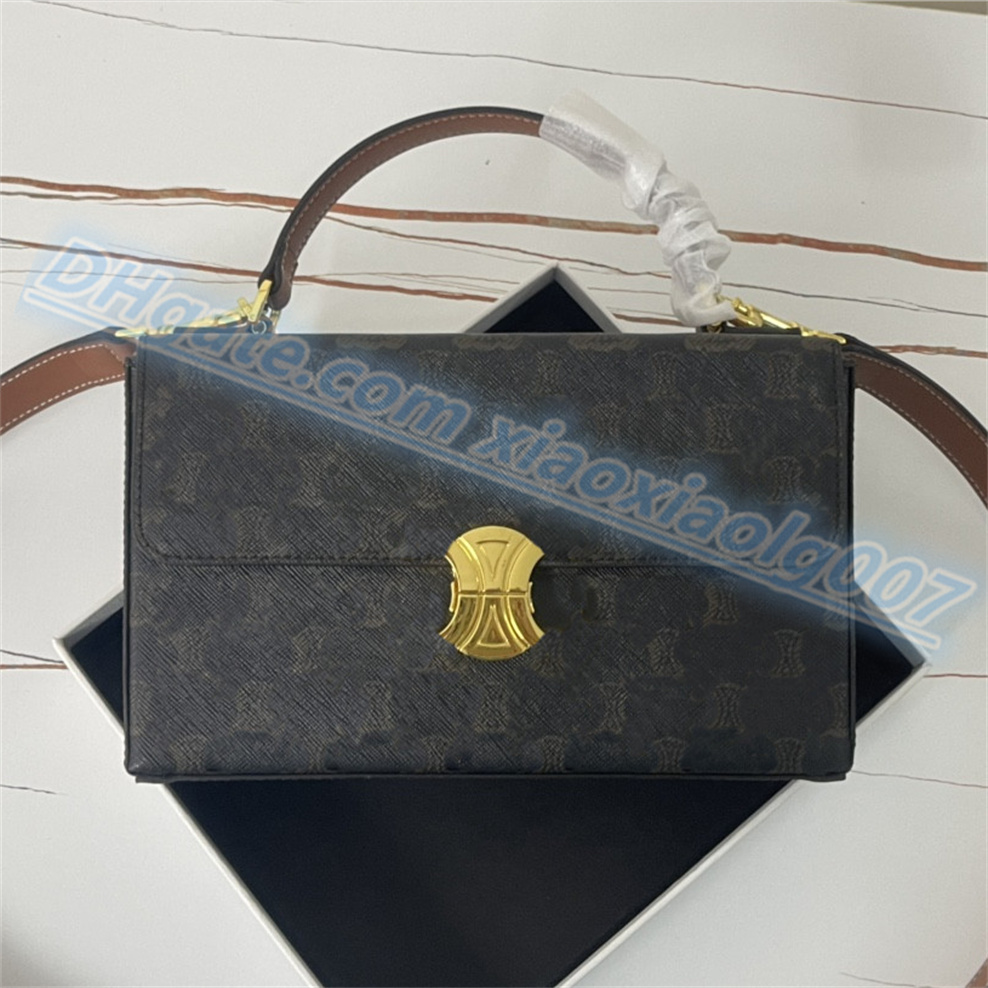 

High quality Genuine leather bags TEEN TRIOMPHE hand Bag Women's men tote flap cross body Bags Luxury Designer woman fashion Evening Camera Cases purse Shoulder Bag, Black