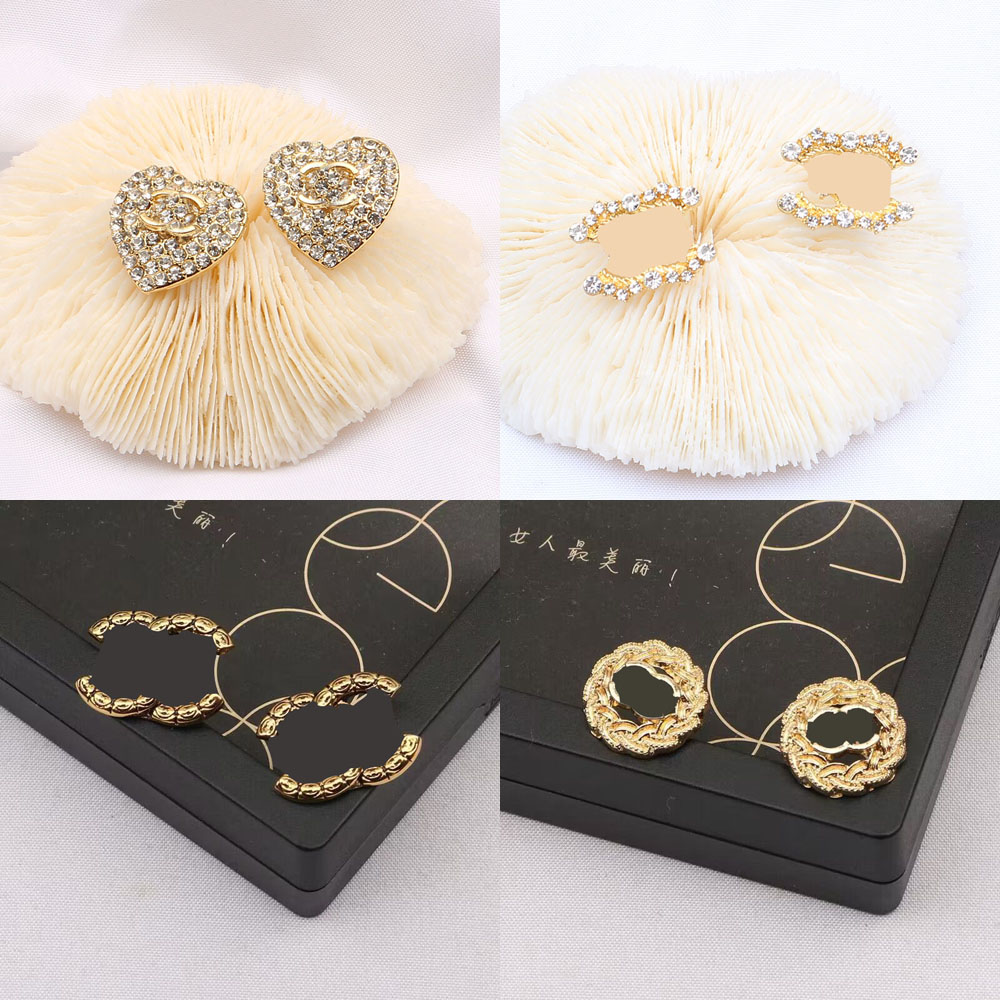 

23ss 20style Mixed Brand Designer Letters Stud Hoop 18K Gold Plated 925 Silver Circle Women Crystal Pearl Earring Party Jewerlry