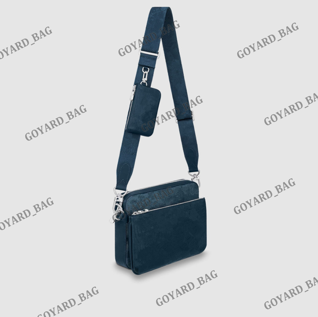 

Designer Trio Messenger Bag N40438 for Man Mens Leather Embossed Damier Crossbody Bag Luxury Monograms Satchel Bag Blue Geometric Checkerboad Shoulder Pouch Purse, 1111