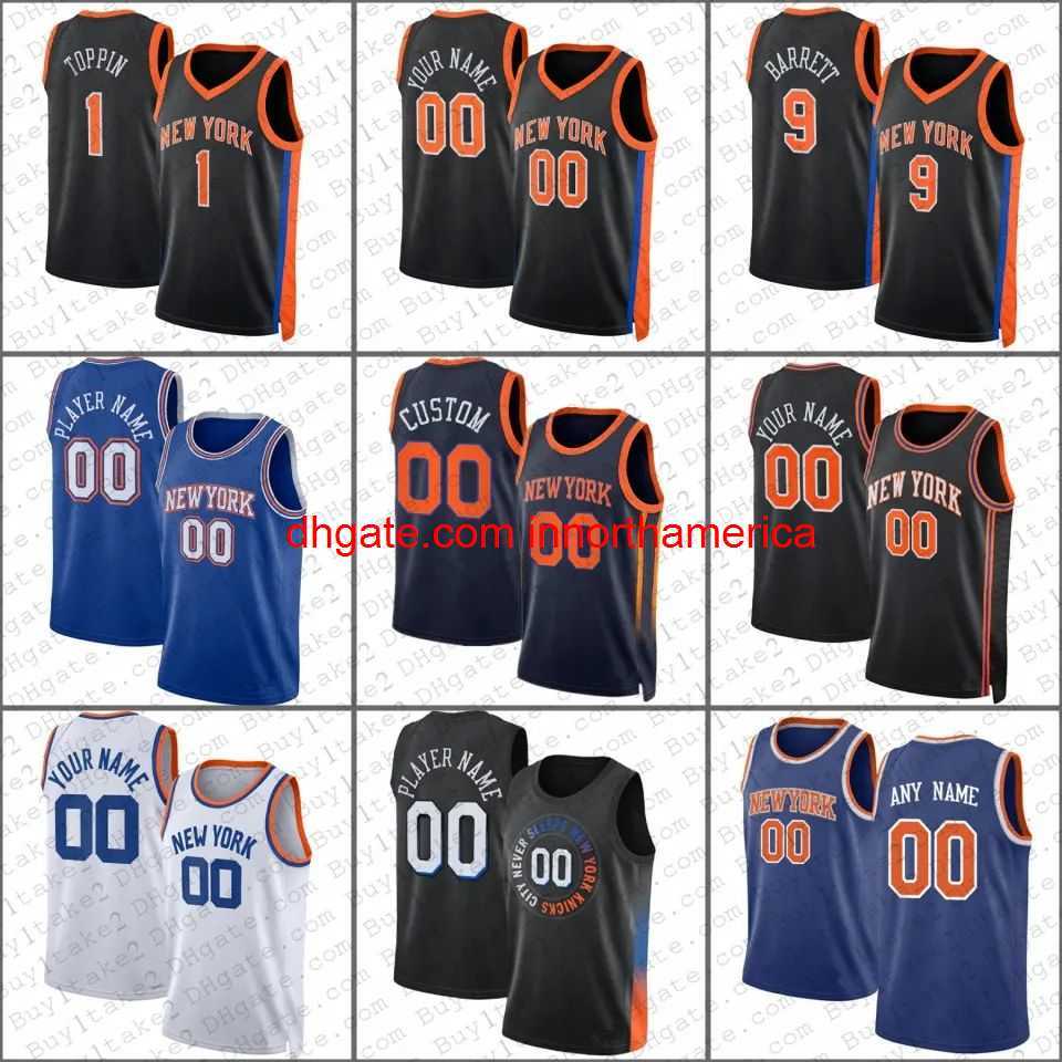 

stitched CUSTOM Obi Toppin RJ Barrett Jalen Brunson Custom Basketball Jersey Julius Randle New Yorks Evan Fournier Knick Derrick Rose Cameron Reddish, Mens