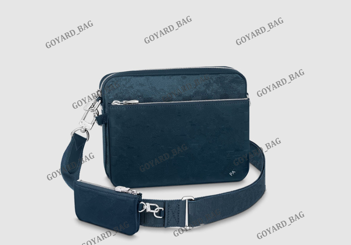 

Designer Mens Trio Messenger Bag N40438 Man Leather Embossed Damier Cross-body Bag with Removable Zipped Pocket & Coin Purse Luxury Monograms Blue Shoulder Bags Teen, Ss