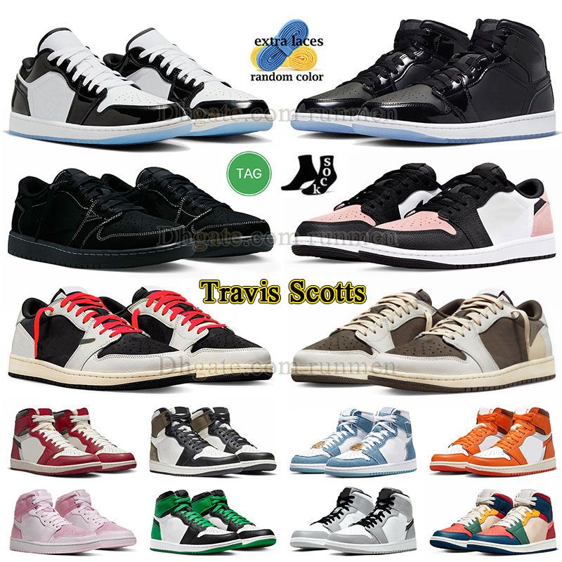 

jumpman 1s low basketball shoes mens womens jordans1 mid space jam og olive sail black phantom reverse lanny high dark mocha j1 chicago designer sneaker, D42 36-46 mocha brown