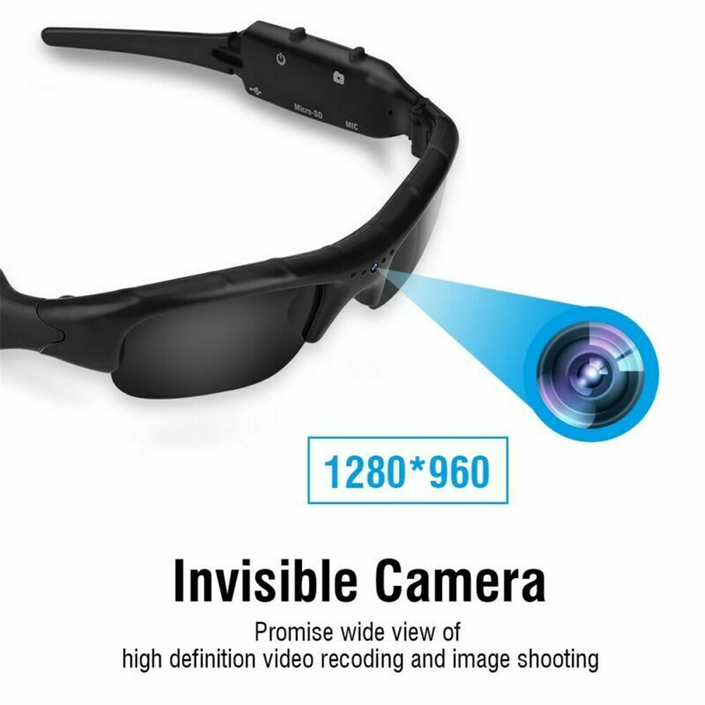 

Camcorders 1080P HD Lightweight riding Glasses Sunglasses Eyewear Audio Video Recorder TF Mini DVR Camera DV 230325, Black