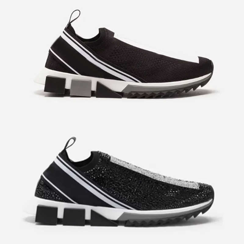 

Designer Sneakers Casual Shoes Sneakers Men Woman With Rhinestones Crystals Mens Slip-on Sneaker Stretch Mesh Black Red Glitter Flat Trainers With Box, Color 7