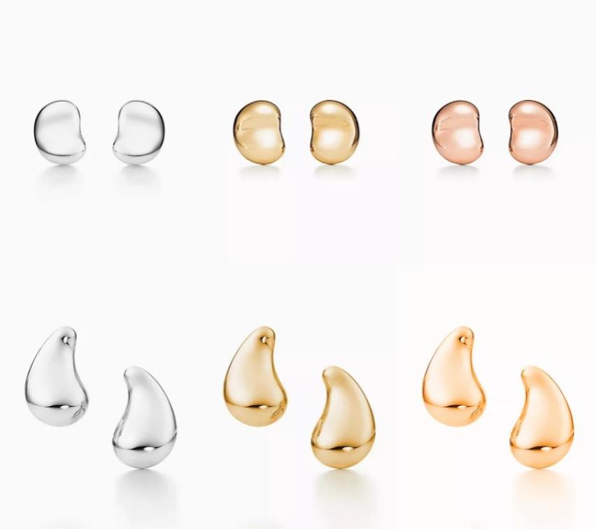 

T bean Design stud earrings Charm teardrop Love earrings 925 sterlling silver 18k gold plated jewelry Fashion Classic Luxury Brand9333831