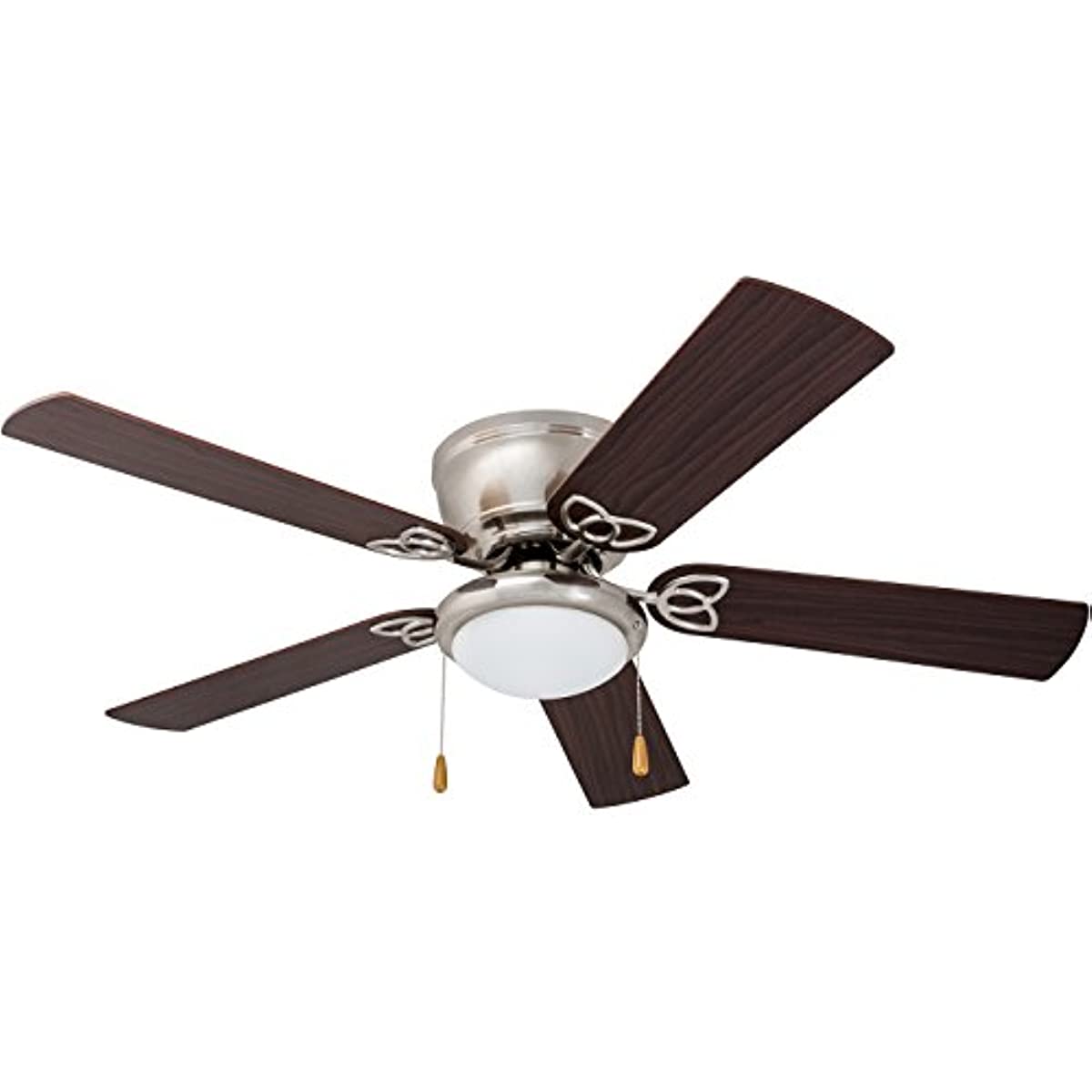 

Benton Hugger Low Profile Ceiling Fan, 52" Walnut Maple Blades, LED Globe Light, Brushed Nickel