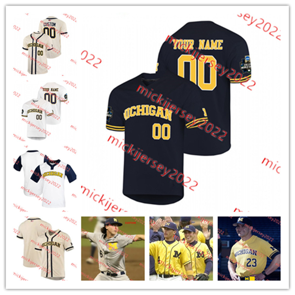 

Michigan Wolverines Baseball Jersey Trevor Kilinski 25 Kurt Barr 28 Cam Hart 5 Joe Stewart 24 Matt Frey Custom Stitched Michigan Jerseys Mens Youth, White two-button pullover