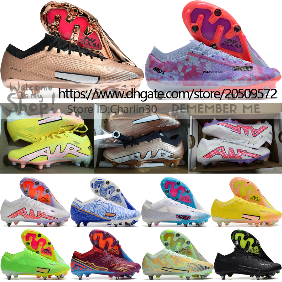 

Send With Bag Quality Soccer Football Boots Zoom Vapores 15 Elite SG Mbappe CR7 Ronaldo MDS Cleats For Mens Purple White Gold Blue Black Green Yellow ACC Soccer Shoes, Unmovable 8