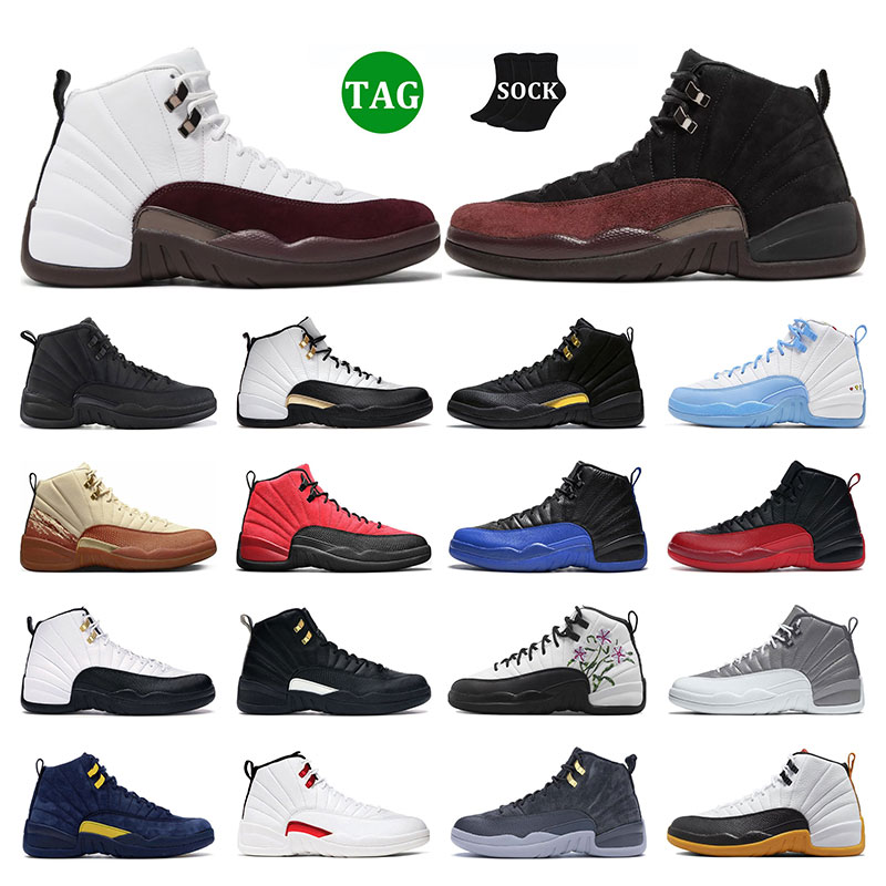 

12s men basketball shoes 12 sports sneakers A Ma maniere Black Taxi Utility Burnt Sunrise Flu Game Stone Blue mens trainers size 7-13, 10