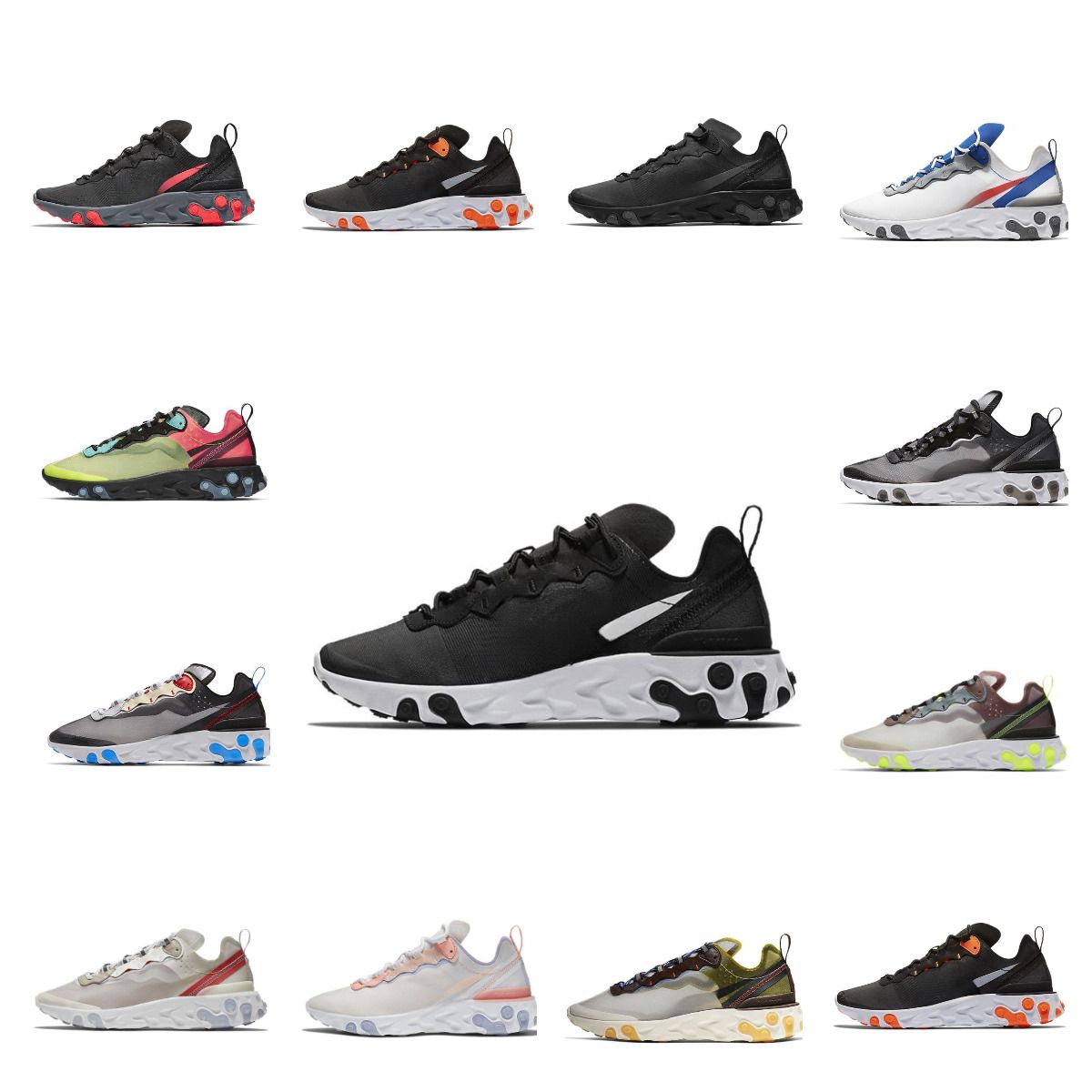 

2023 React Vision Element 87 55 Running Shoes Men Women Triple Black White Light Smoke Grey Orange Peel Medium Olive Mens Trainers Outdoor Sports Sneakers, Color 7