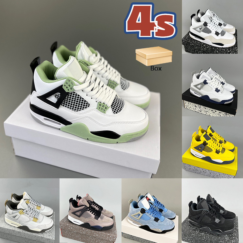 

With Box jumpman 4 4s basketball shoes pine green seafoam midnight navy military black cat mens sneakers university blue red thunder Photon Dust womens trainers, 10 black cat