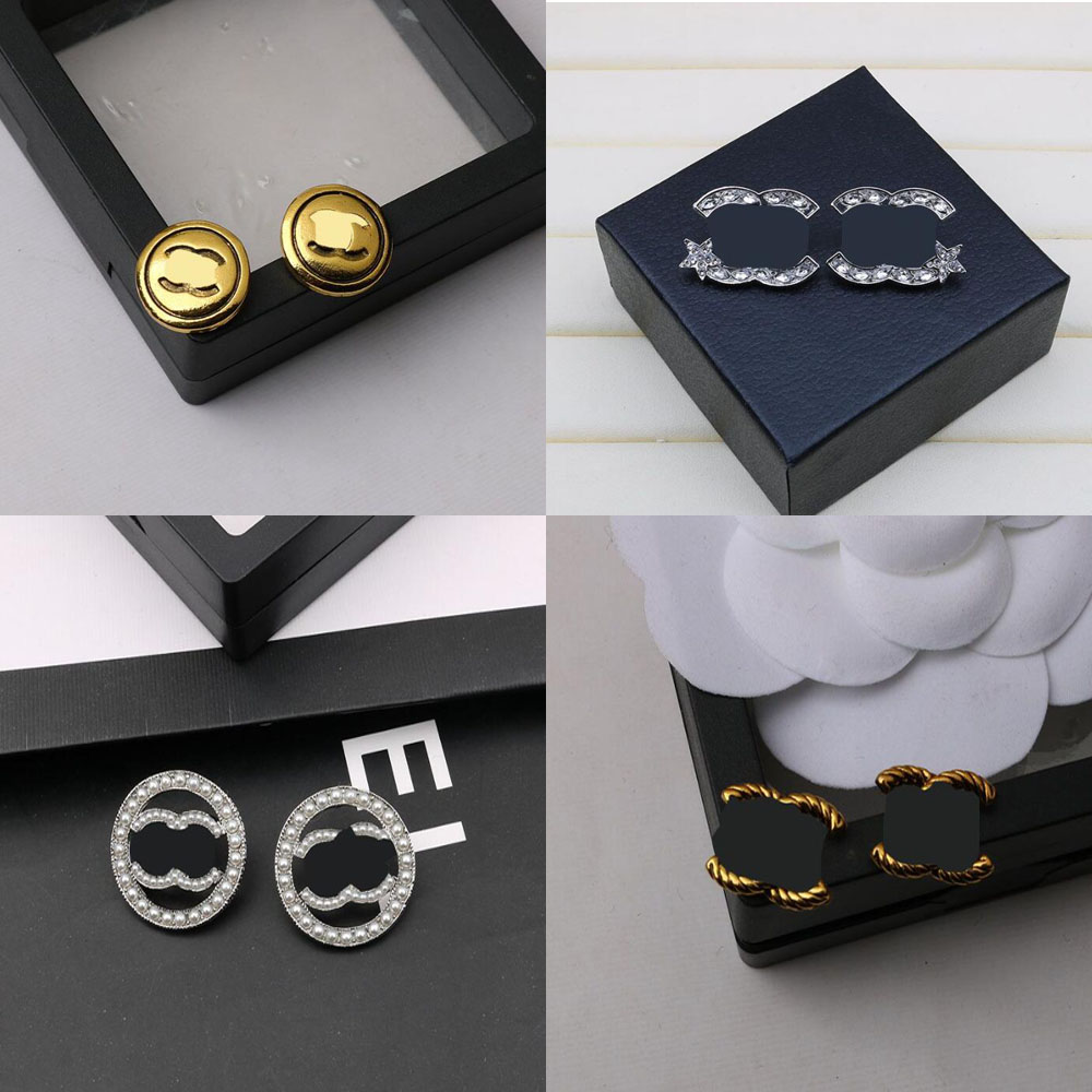 

23ss 20style Mixed Luxury Brand Designers Letters Stud 18K Gold Plated 925 Silver Famous Women Rhinestone Pearl Earring Wedding Party