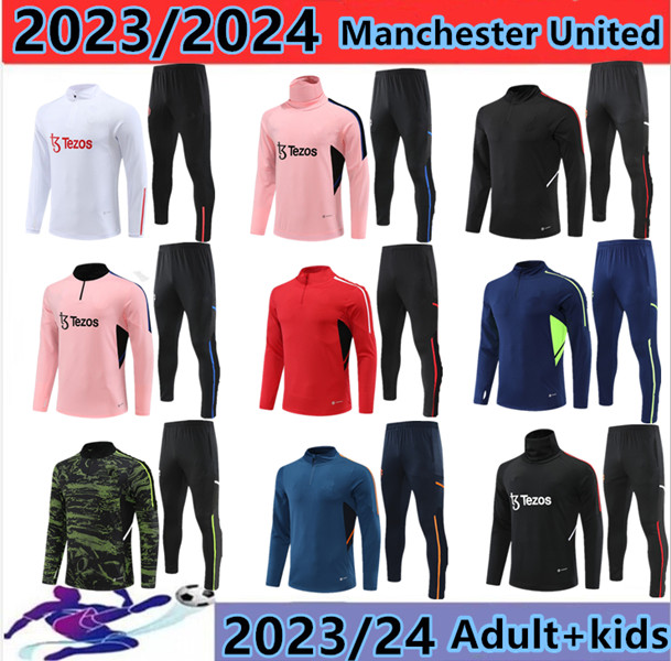 

2023 2024 Kids MANCHESTER SANCHO Jerseys soccer Tracksuit UNITEDs 23/24 F. DE JONG RONALDO chandal training FERNANDES RASHFORD UTD short sleeve tracksuit 89, Black