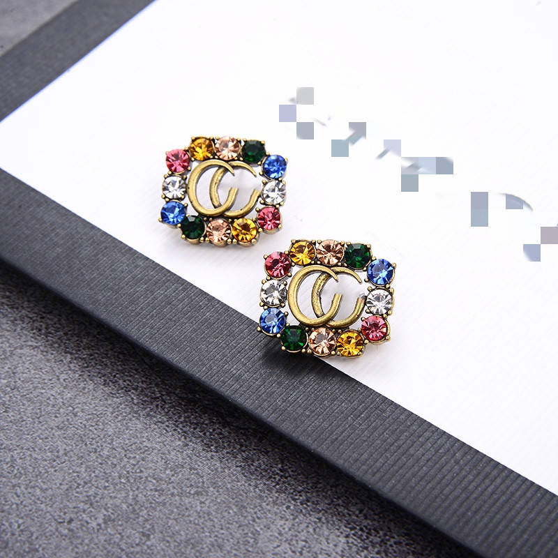 

Chic Double Letter Charm Earrings With Gift Box Embossed Stamp Studs Eardrop Dangler For Women Party Anniversary-11 O