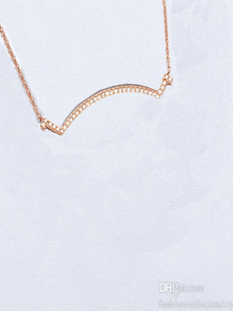 

Necklace Designer Jewelry Luxury gift Diamond fashion Gold Platinum Rose Smile pendant necklaces adult for women s925 trendy peson1303853