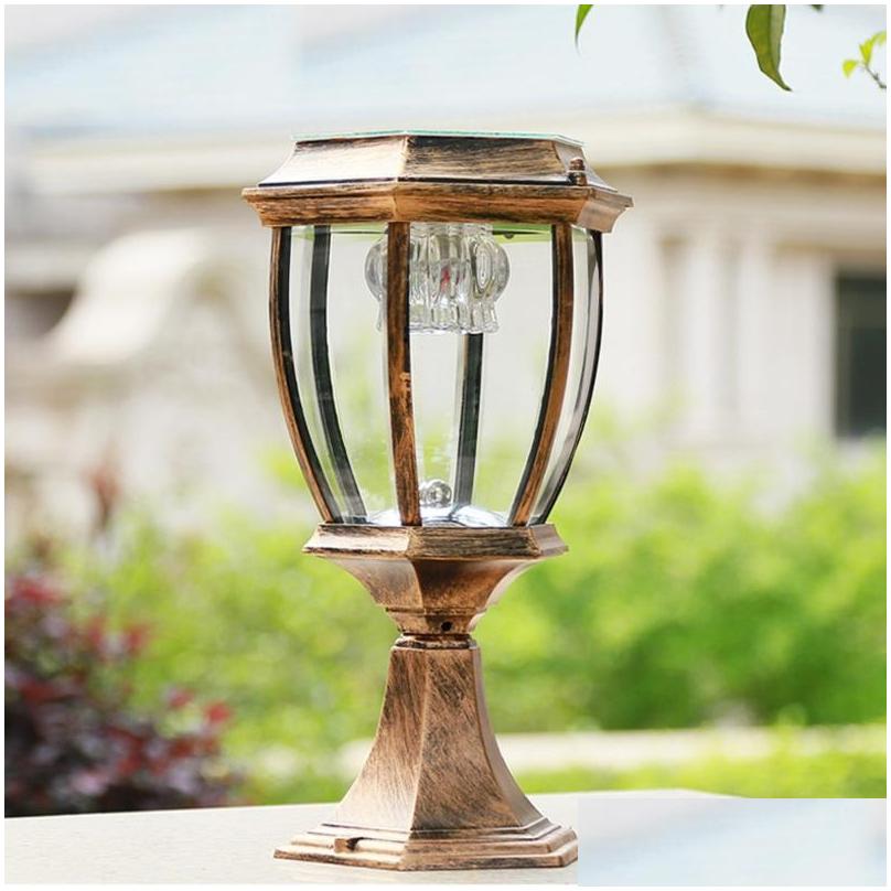 lawn lamps e27 36v arrival bronze super brightness solar post lamp gate use led stigma warm white pillar landscape lighting