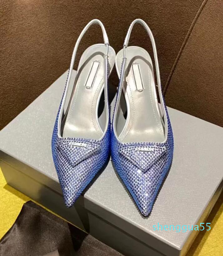 

Rhinestone ornament Pumps Evening Shoes slipper Slip On Slingback 5.5cm heel Sandal Stiletto Heeled Dress Shoe for women 011 designers shoes factory Footwear, 2#