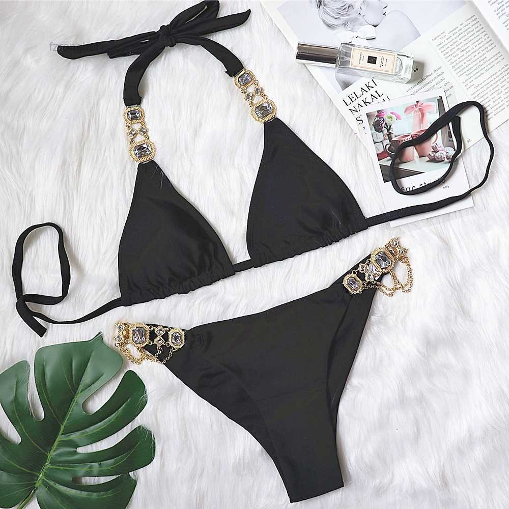 

Women' Swimwear 2021 Hot Selling New Crystal Chain Split Sexy Bikini 5 SQWG